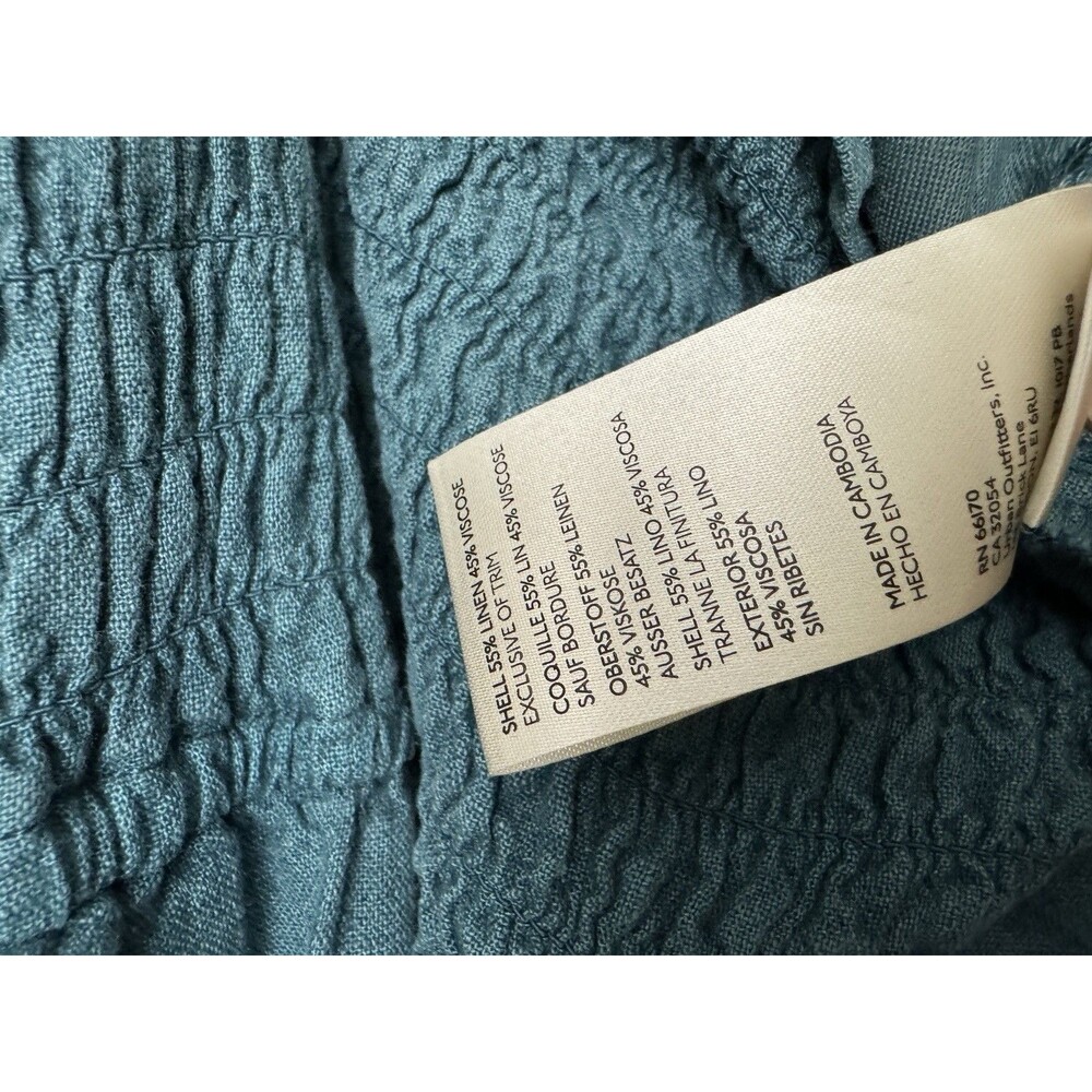 Anthropologie Pilcro Linen Romper Womens Large Blue Sleeveless Ruched One Piece - Picture 4 of 6